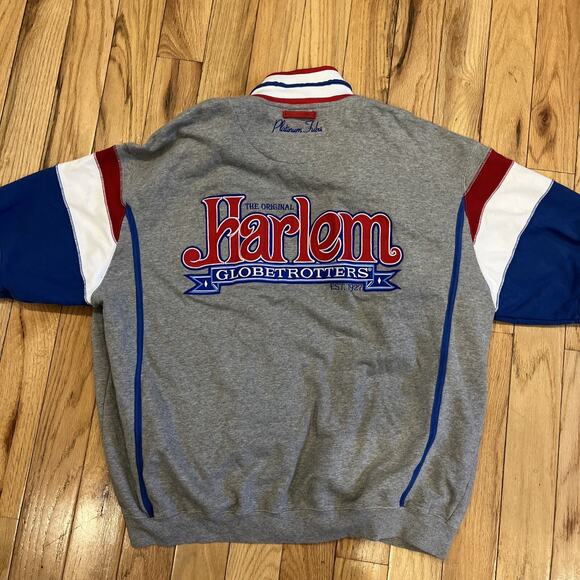 Vintage FUBU Harlem Globetrotters Mens XXL Gray Basketball Zip Sweatshirt - Picture 7 of 11